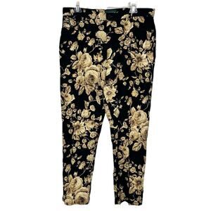 Lauren Ralph Lauren Straight Leg Floral Pants - Black & Gold